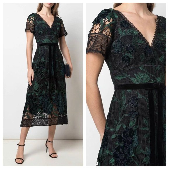 Marchesa Notte Dresses & Skirts - (Sold) Marchesa Notte Velvet Guipure Cocktail Dres